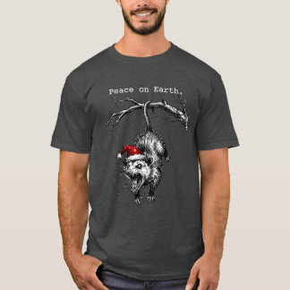 Grungy Opossum Silent Scream Peace on Earth T-Shirt