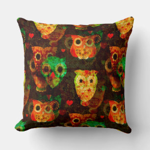 Grungy Owls seamless pattern I + your idea Cushion