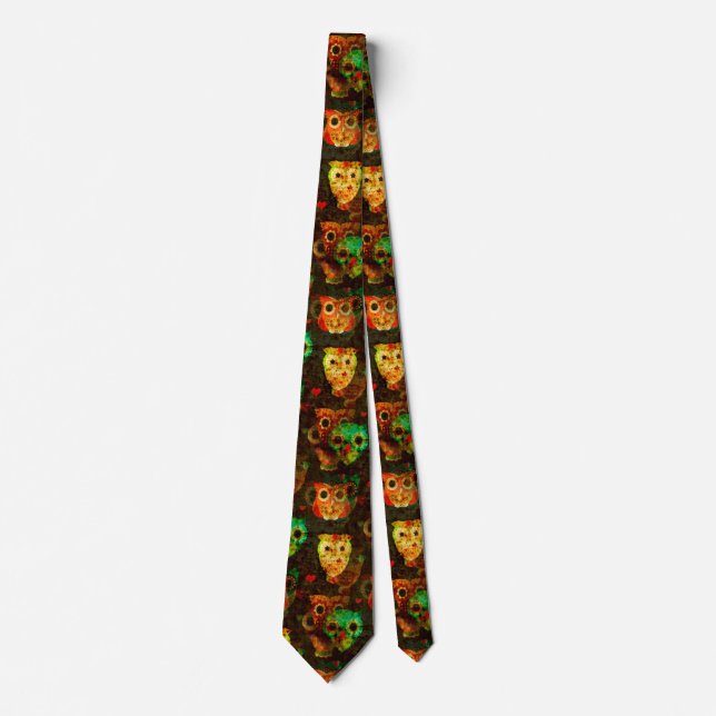 Grungy Owls seamless pattern I + your idea Tie (Front)