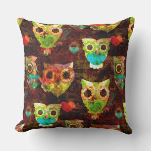 Grungy Owls seamless pattern II + your idea Cushion