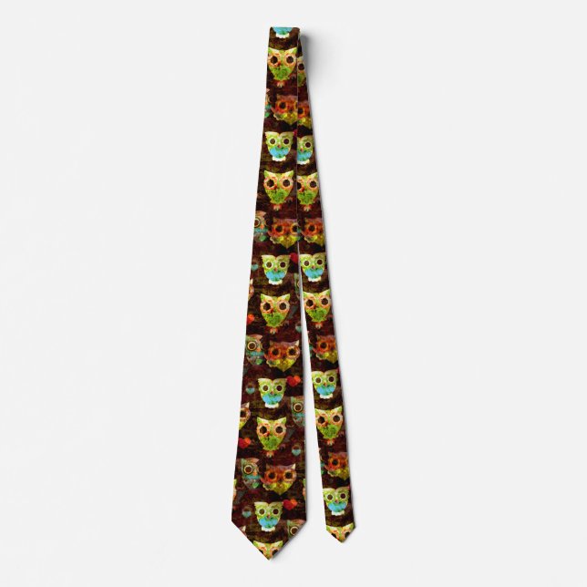 Grungy Owls seamless pattern II + your idea Tie (Front)