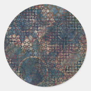 Grungy Patterns with Messy Patchwork of Textures Classic Round Sticker