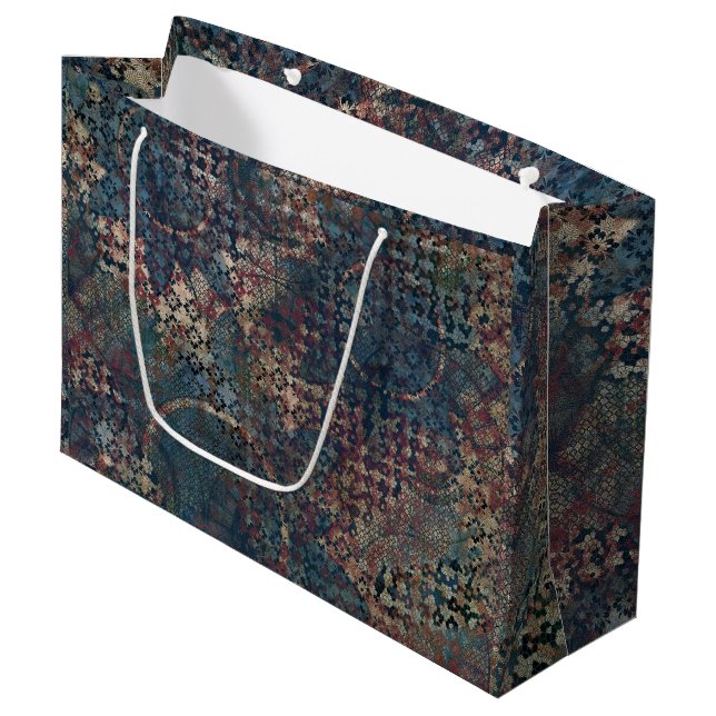 Grungy Patterns with Messy Patchwork of Textures Large Gift Bag (Front Angled)