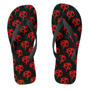 Grungy Red Anarchy Symbol Jandals