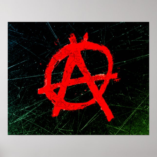 Grungy Red Anarchy Symbol Poster (Front)