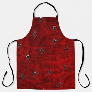 Grungy Red Halloween & Spiders Apron