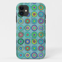 Grungy Retro Blue Circle Pattern