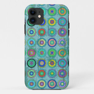 Grungy Retro Blue Circle Pattern Case-Mate iPhone Case