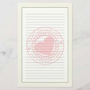 Grungy Rubber Stamp for Happy Mother's Day Stationery