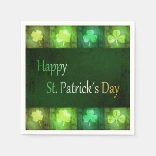 Grungy St. Patrick's Day Shamrocks - Paper Napkin