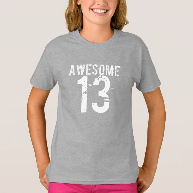 Grungy style AWESOME 13 BIRTHDAY Tee (Front)
