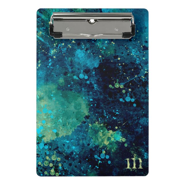 Grungy Turquoise and Yellow Mini Clipboard (Front)