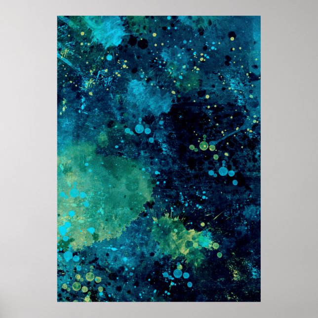 Grungy Turquoise and Yellow Poster (Front)