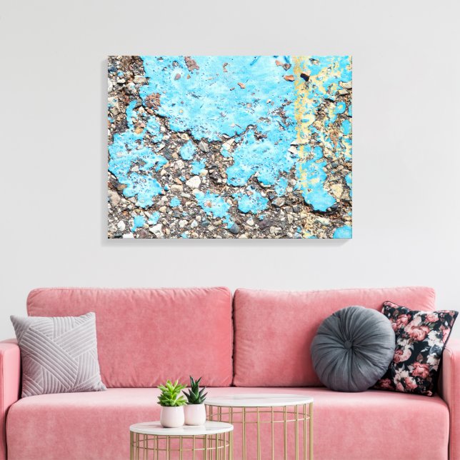grungy turquoise paint on ashalt canvas print (Insitu(LivingRoom))