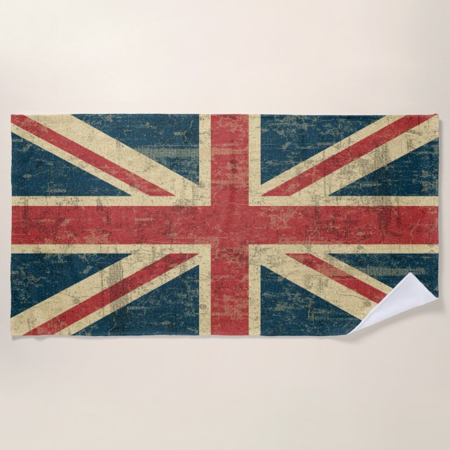 Grungy Union Jack Beach Towel (Front)