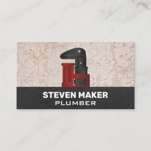 Grungy Wall Background   Plumbing Wrench Business Card