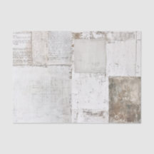 Grungy White Painted Ephemera Newsprint Collage