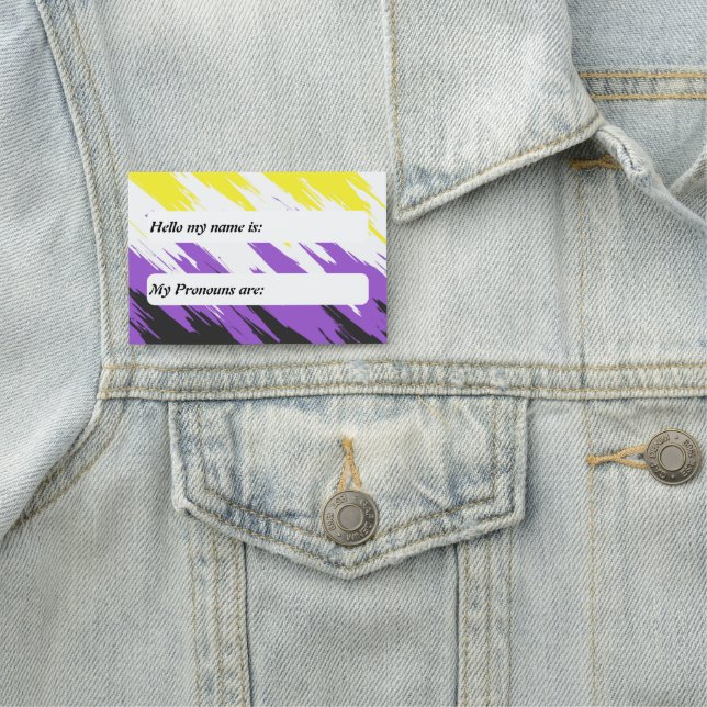Grungy Zigzag Customisable Nonbinary Pride Flag    Name Tag (In Situ)