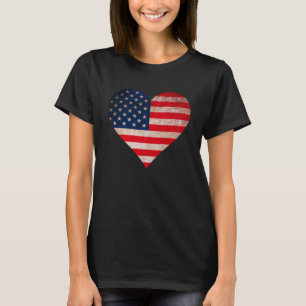 Grunt USA Flag Heart Patriotic American Flag Worn T-Shirt