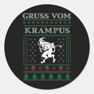 Gruss Vom Krampus Goth Ugly Christmas Sweater Kram Classic Round Sticker