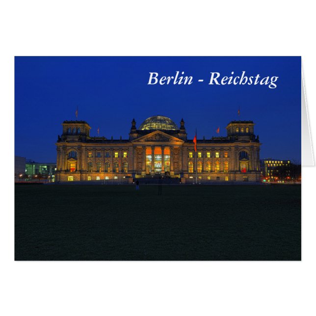 Grußkarte Berlin - Reichstag am Abend (Front Horizontal)