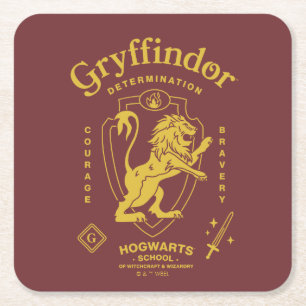 GRYFFINDOR™ Determination Courage Bravery Crest Square Paper Coaster