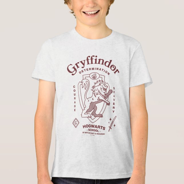 GRYFFINDOR™ Determination Courage Bravery Crest Tri-Blend Shirt (Front)