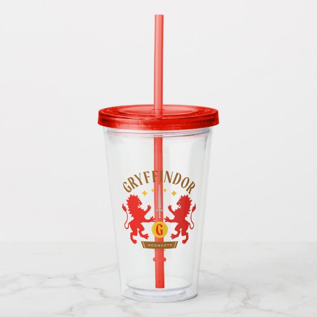 GRYFFINDOR™ House Double Lion Sword Graphic Acrylic Tumbler (Front)