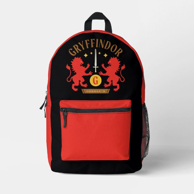 GRYFFINDOR™ House Double Lion Sword Graphic Printed Backpack (Front)