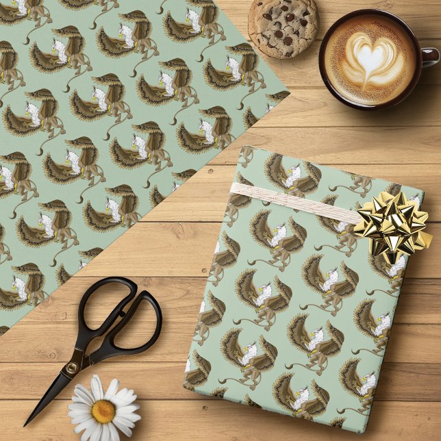 Gryphon Fantasy Griffin Mythology Wrapping Paper (Creator Uploaded)