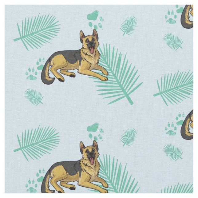gsd blue palms fabric (Close Up)