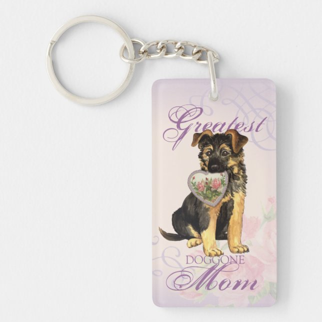 GSD Heart Mum Key Ring (Front)