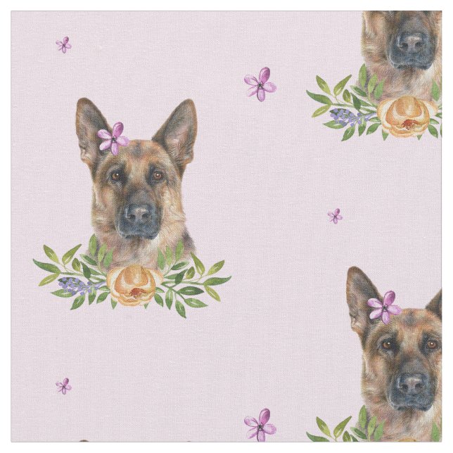 GSD pink floral Fabric (Close Up)