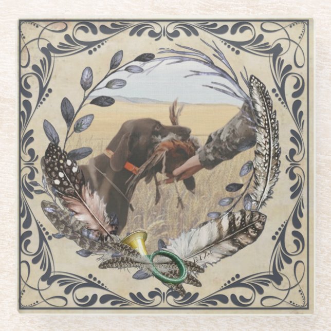 GSP,  A hunter's partner in the field   Glass Coaster (Front)