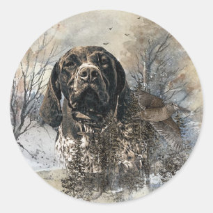 GSP, German Shorthaired Pointer Classic Round Sticker