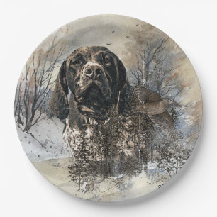 GSP, German Shorthaired Pointer Paper Plate