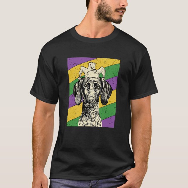 GSP Jester Mardi Gras Dog Mum or Dad T-Shirt (Front)