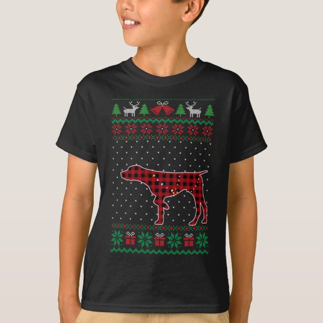 GSP Red Plaid Buffalo Funny Ugly Christmas Sweater (Front)