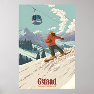 Gstaad Snowboarding Travel Poster