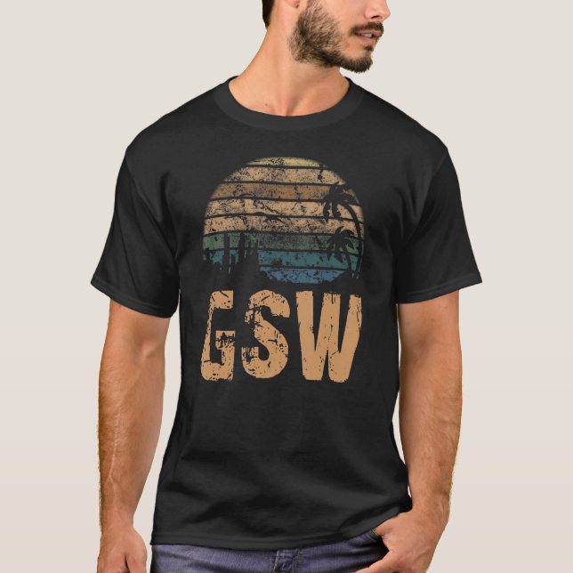 GSW Vintage Sunset Distressed T-Shirt (Front)