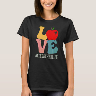 Gt Teacher Love Apple Groovy Retro Cute Back To Sc T-Shirt