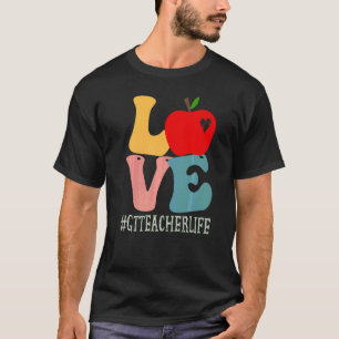 Gt Teacher Love Apple Groovy Retro Cute Back To Sc T-Shirt