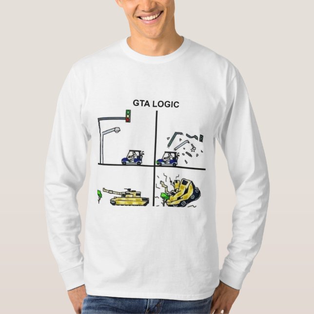 GTA Logic Meme Outfit | Funny Gamer Gear T-Shirt (Front)