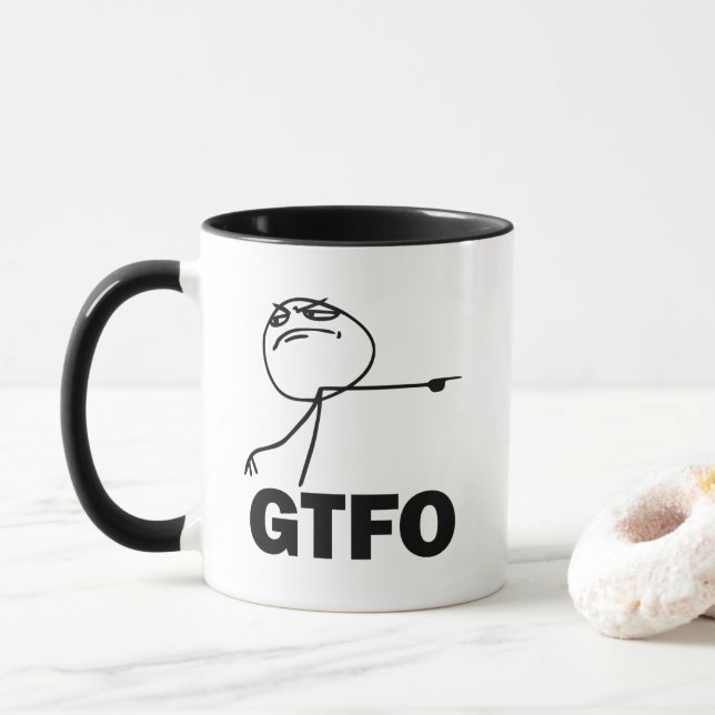 GTFO Meme Coffee Mug (With Donut)