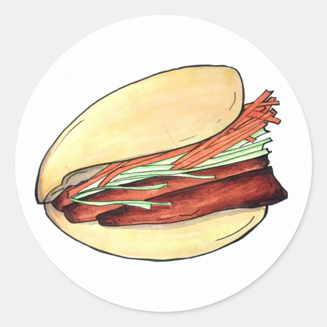 Gua Bao Pork Belly Bun Chinese Taiwanese Food Classic Round Sticker (Front)