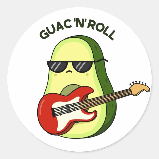 Guac And Roll Funny Avocado Pun  Classic Round Sticker (Front)