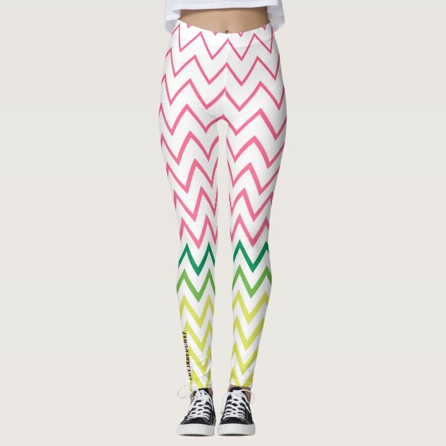 Guac & Glow: Multi-Color Chevron Leggings (Front)