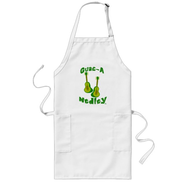 Guac Medley Guacamole Avocado Guitar Slogan Long Apron (Front)