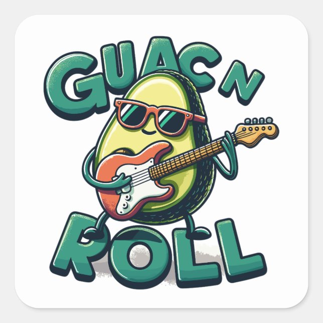 Guac N Roll Rock And Roll Guac And Roll Square Sticker (Front)