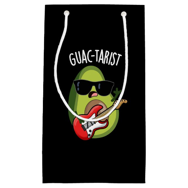 Guac-tarist Funny Avocado Pun Dark BG Small Gift Bag (Front)